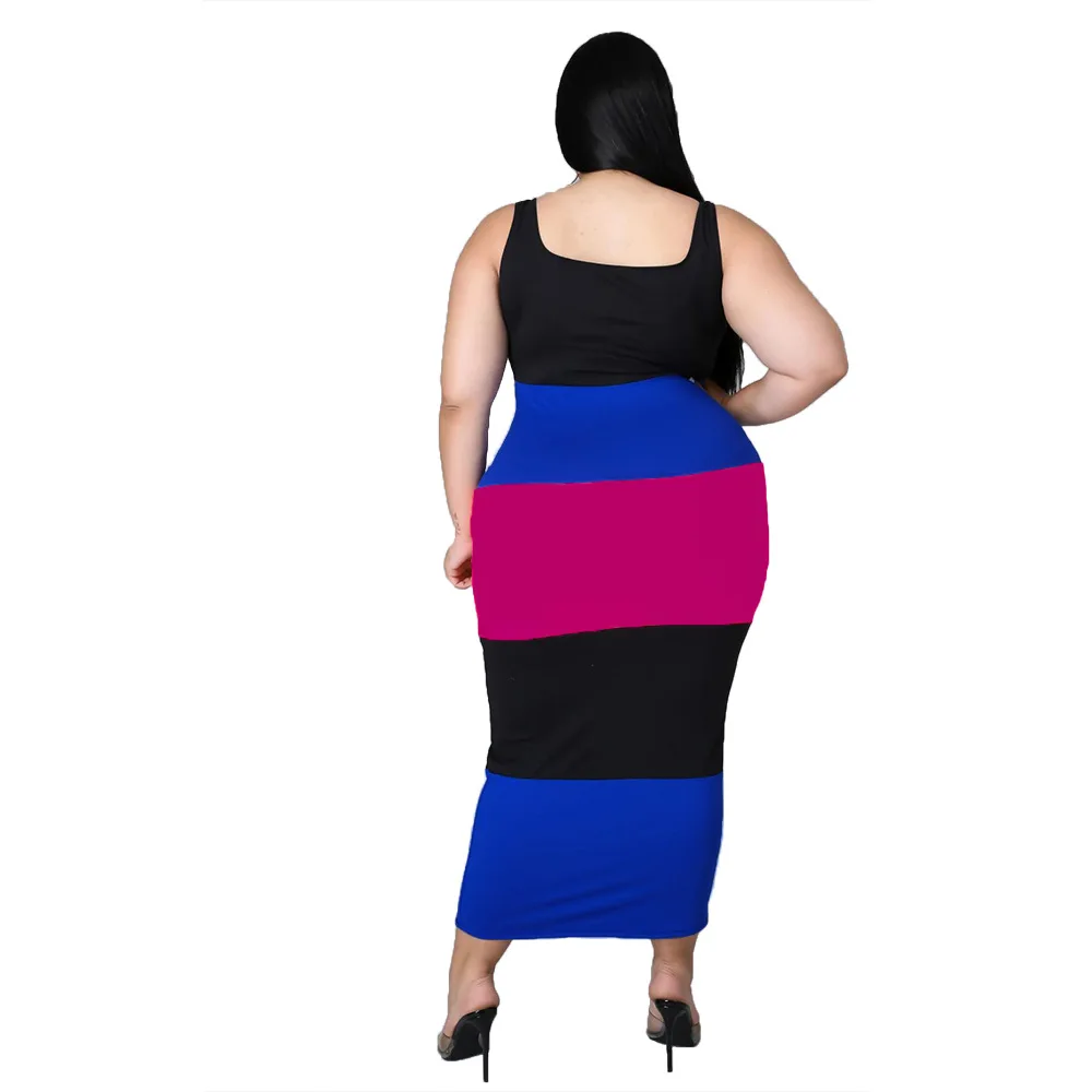 

SSEURAT Plus Size L-5XL Women Long Dress 2021 O-Neck Sleeveless Sexy Night Club Party Bandage Street Bodycon Maxi Dresses