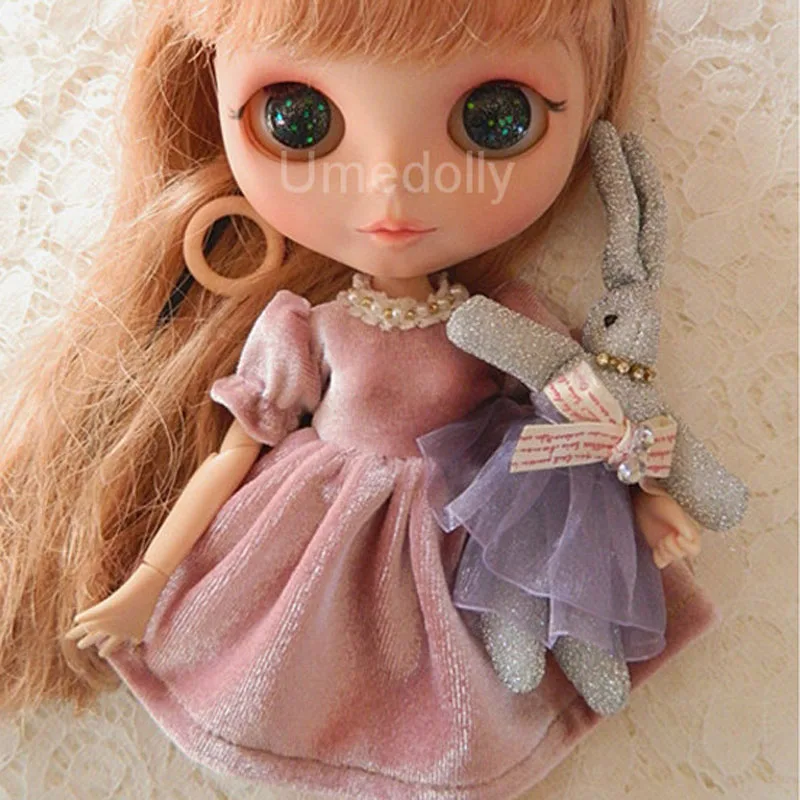 1 комплект милое розовое платье+ головной убор+ одежда с кроликом для Blyth, Licca, Azone, наряды, аксессуары