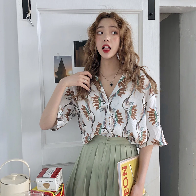 Женская рубашка новинка 2020 летняя Свободная Повседневная блузка женская с