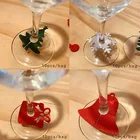 10 шт.лот Рождественское украшение для Винных Бокалов с новым годом 2022, снежинка, рождественская елка, Подарочная коробка, рождественские украшения, войлочный декор для стола