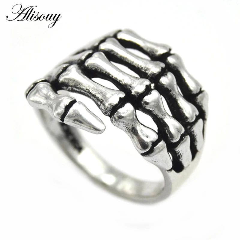 1 шт. сплав wo мужской скелет ручное кольцо черепа байкера Размер США 6 7 8 9|biker