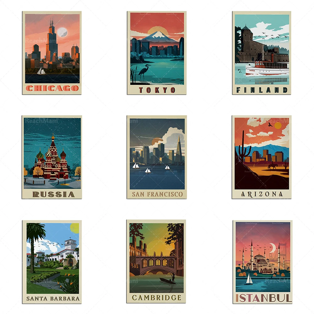 

Finland, San Francisco, Cambridge, Shanghai, Chicago, Arizona, Russia, Istanbul, Santa Barbara, Tokyo city travel poster printin