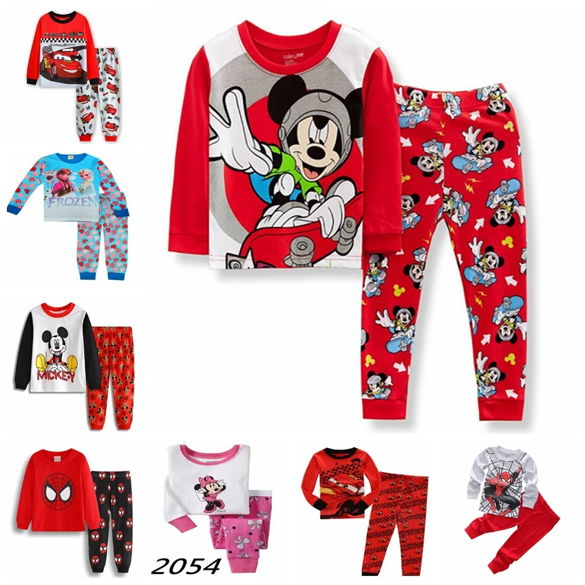 

Kids Pajamas Set Boy Girls Clothes Set Cartoon Disney Mickey Minnie Sleepwear Pijamas Spiderman Pyjamas Long Sleeve Top Pant Set