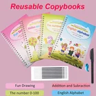 Набор из 4 книг для многоразового использования, тетрадь для рисования с волшебными чернилами, Детская каллиграфия, учебник для упражнений на английском языке, книга для рисования с буквами