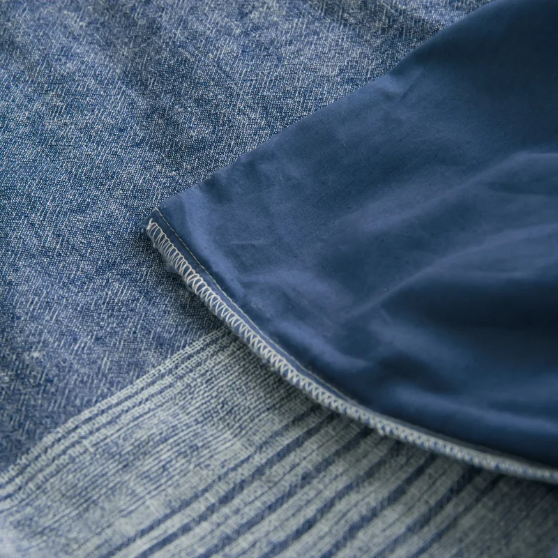 PHF льняной хлопок пододеяльник с наволочками синий принципиально Nordic набор