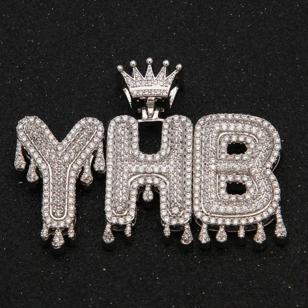 Hip Hopking collier hommes personnaliser goutte a gotte cop initial lettre pendentif en argent или rose commission what gem cub