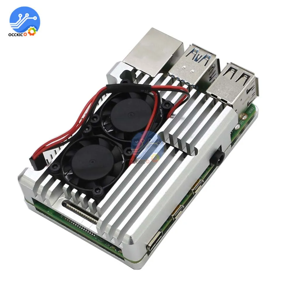 Для Raspberry Pi 4 CNC чехол из алюминиевого сплава защитный с вентиляторами для