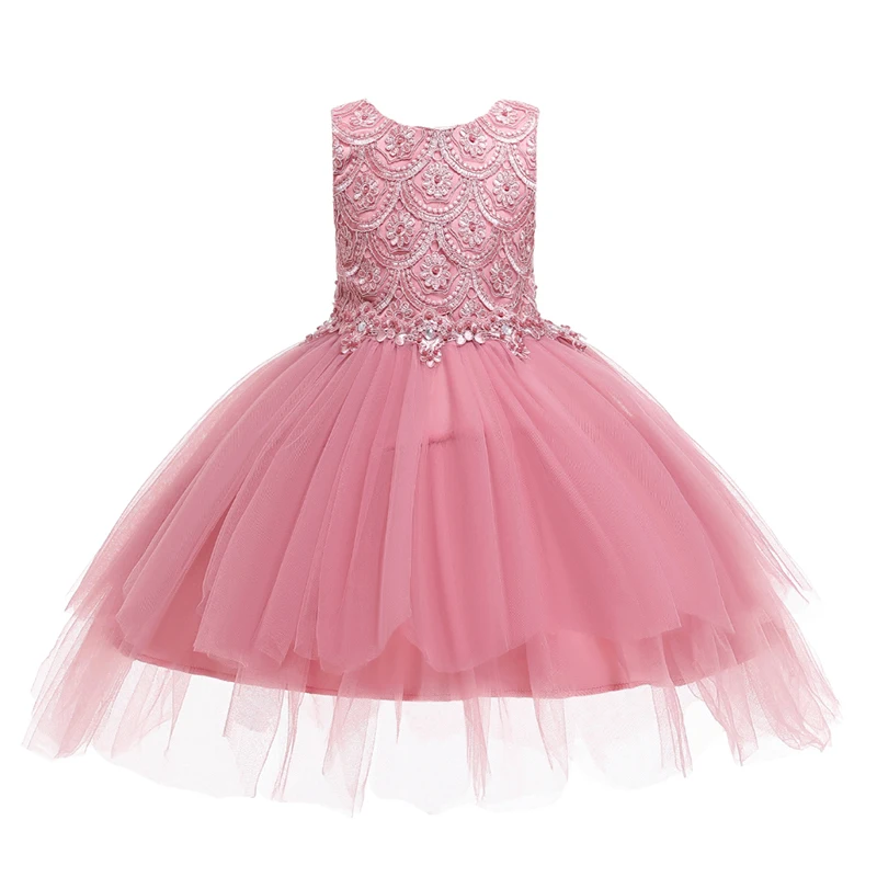 Детское кружевное платье без рукавов летнее Сетчатое с цветочным принтом для