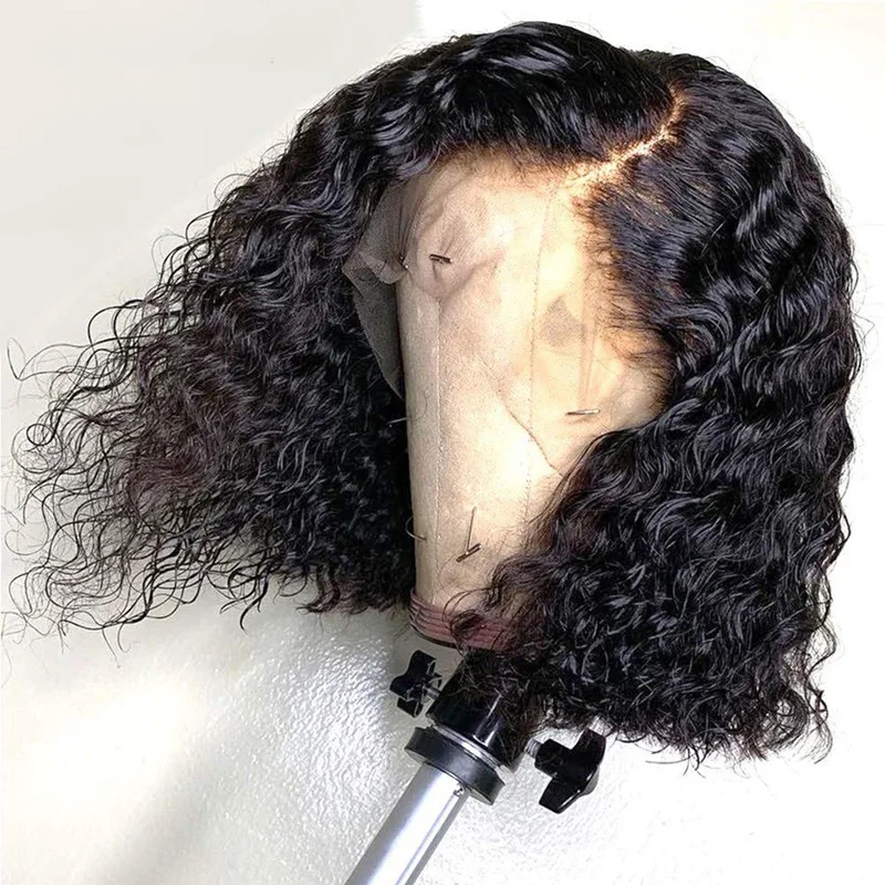 spesifikasi Wig Penutupan Renda Keriting Pendek Telah Ditanami Untuk Wanita Wig Rambut Manusia Renda Depan Keriting Wig Rambut Depan Renda Bob Keriting Remy Jerry
