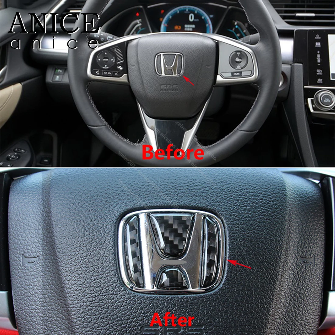 Накладка на руль из углеродного волокна для Honda Civic