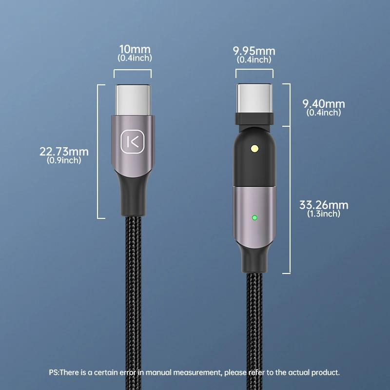 

KUULAA Rotate USB C to USB Type C Cable PD 60W Quick Charging Cable Data Charger Cord USB-C Wire for Samsung Xiaomi Oneplus