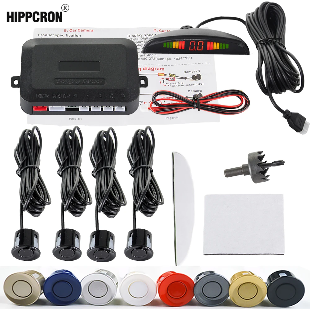 Набор датчиков парковки Светодиодный дисплей 22 мм 4 датчика s подсветка