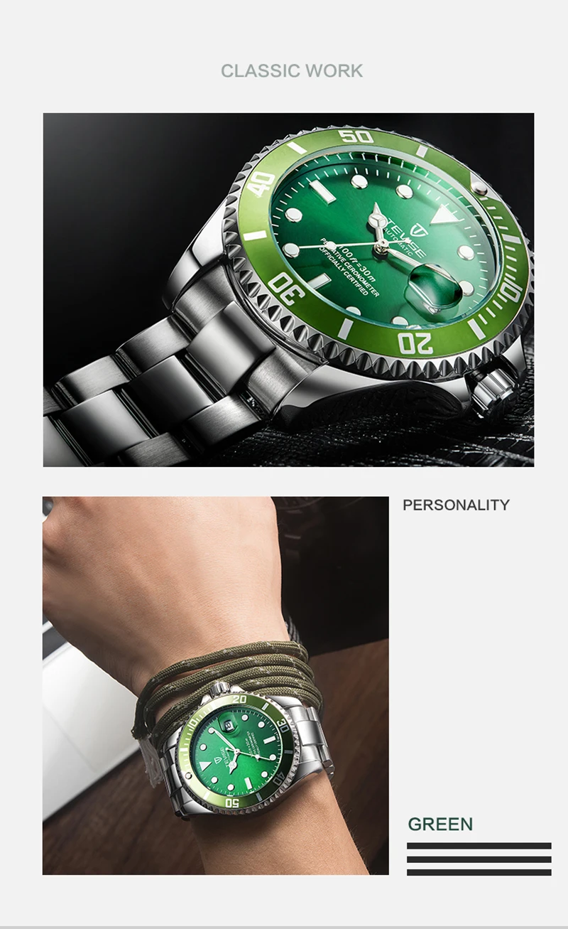 Tevise Top Brand Luxury Men Mechanical Watches Automatic waterproof Stainless Steel Men Wristwatches Relogio Masculino