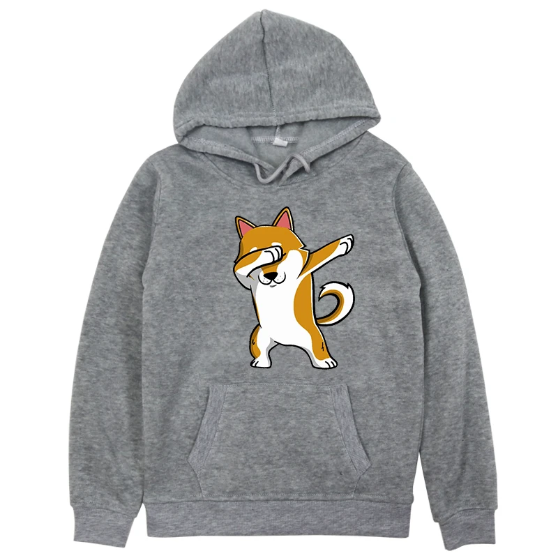 Детские вельветовые толстовки для мальчиков и девочек Dab Kawaii Shiba Inu повседневные