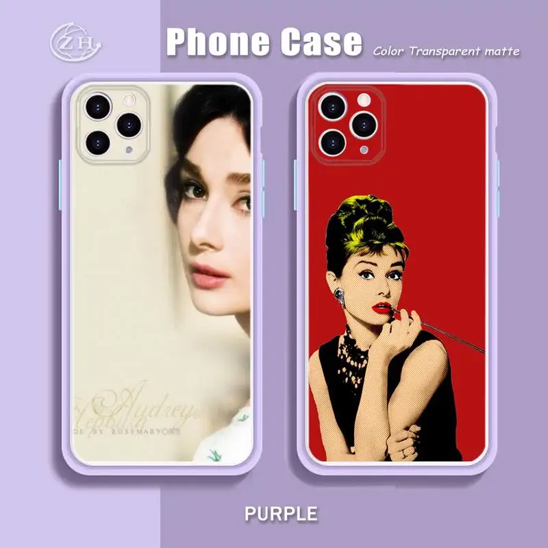 

Audrey Hepburn Phone Case For IPhone 12 11 Pro Max X XR XS Max 7 8 Plus Candy Color Cover Case
