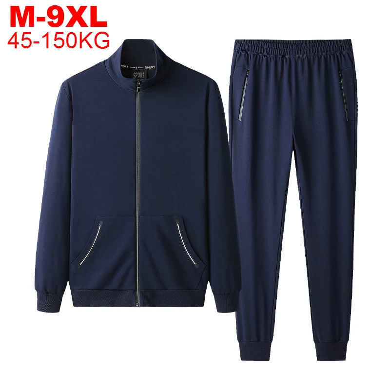 2 Pcs Set Men Thick Hoodie And Sweatpant Sets Male Casual Sweat Tracksuit Winter Zipper Warm Jackets Sweatpants Large Size Suit