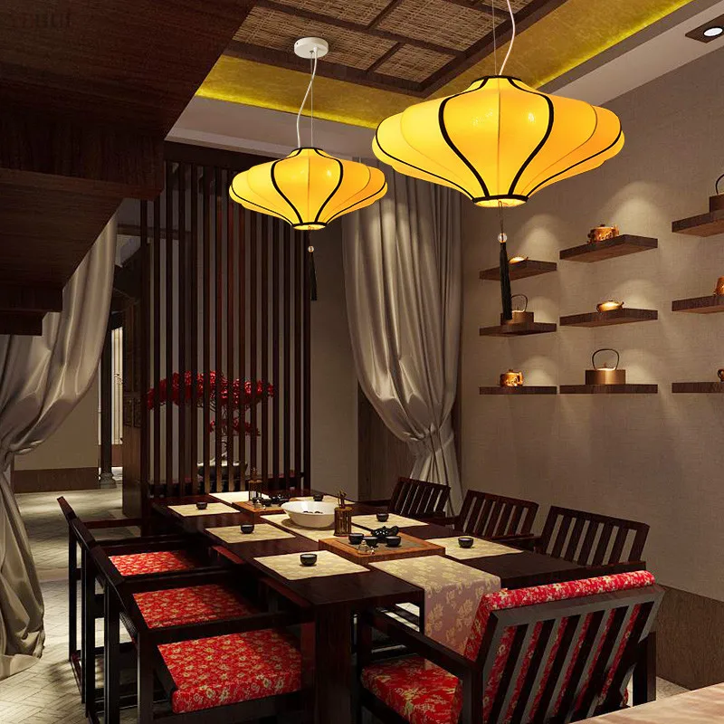 Тканевые подвесные светильники в китайском стиле Подвесная лампа для ресторана