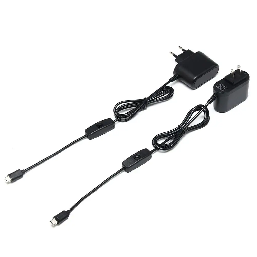 Адаптер питания для Raspberry Pi 4 поколения 4B 5V 3A type-C с кнопкой переключения зарядного