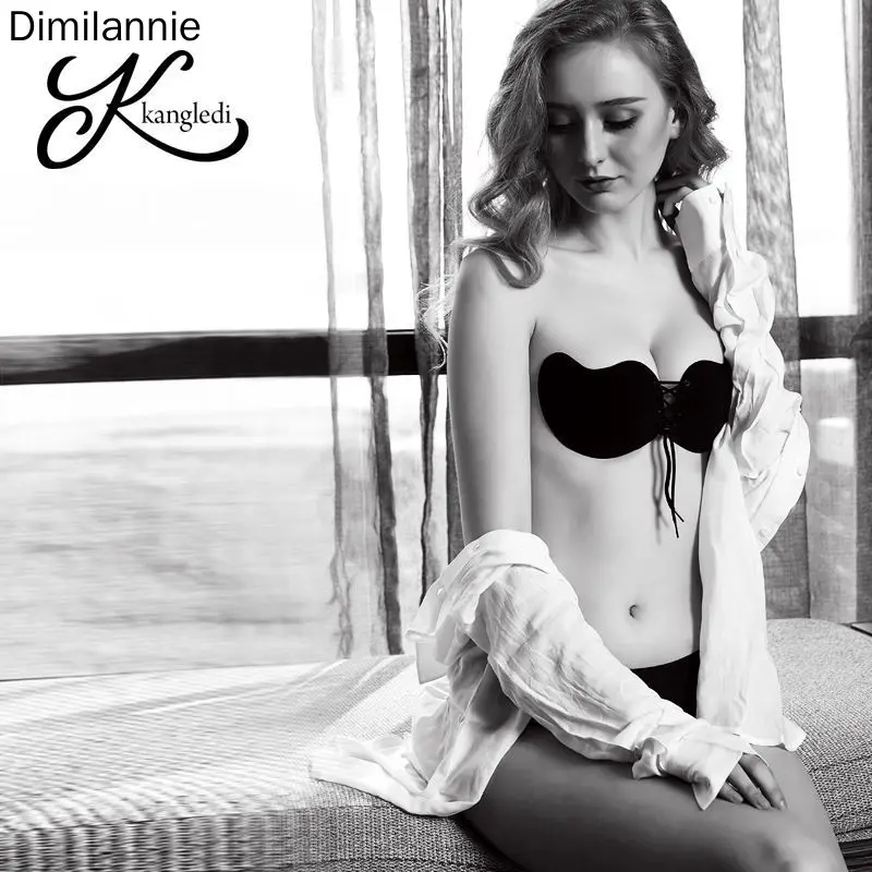 Бесшовный самоклеящийся бюстгальтер без бретелек пуш ап косточек сексуальное