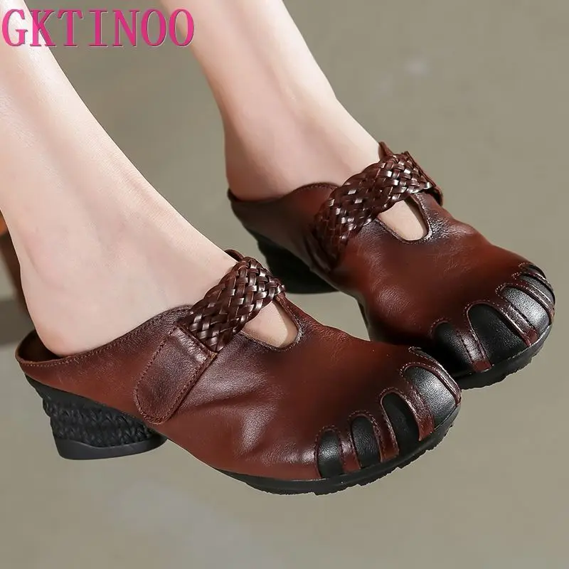 GKTINOO/Коллекция 2021 года Летние босоножки из натуральной кожи Женская обувь на