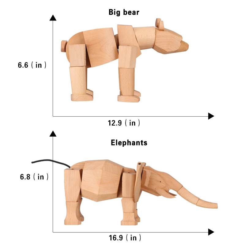 

Handmade Wooden Bear Miniature Figurines Animal Wood Craft Home Decor Modern Nordic Home Decoration Accessories for Living Room