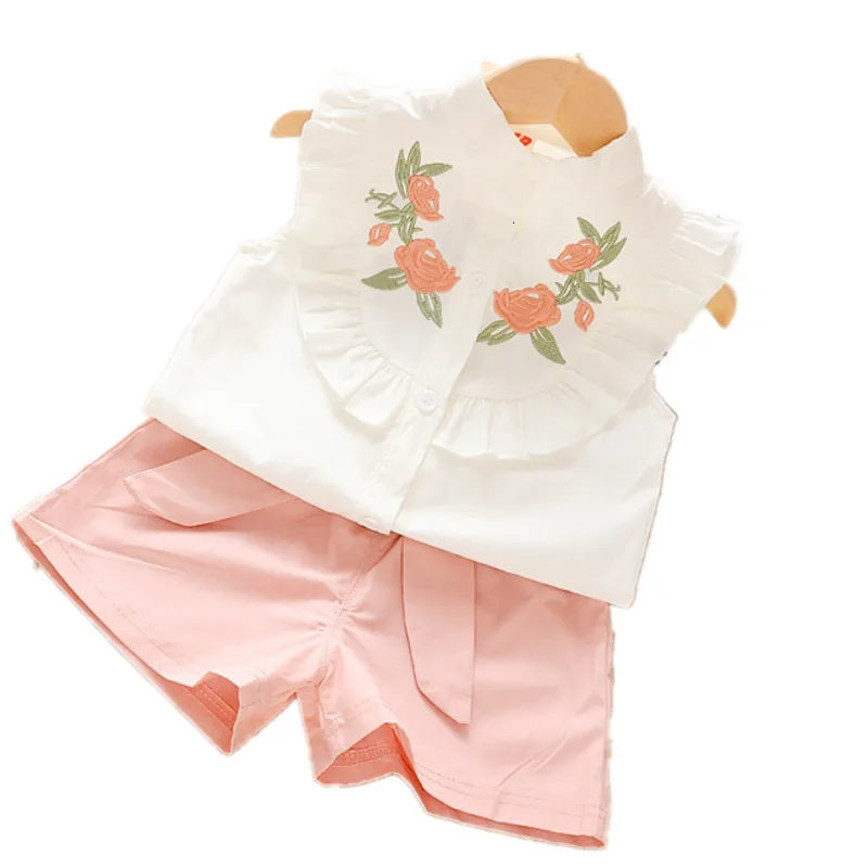Детская Новая летняя модная одежда Костюм для маленьких девочек Жилет с