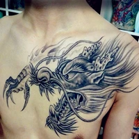 tattoo paste waterproof shawl dragon chest faucet over shoulder dragon totem big picture three sided buddha simulation tattoo