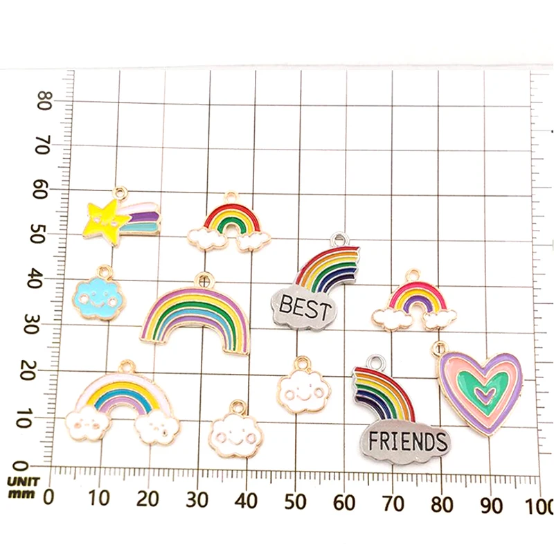 

40pcs/set Multi Style Creative Handmade Drip Oil Rainbow Pendants Jewelry Enamel Rainbow Charm DIY Handmade Craft