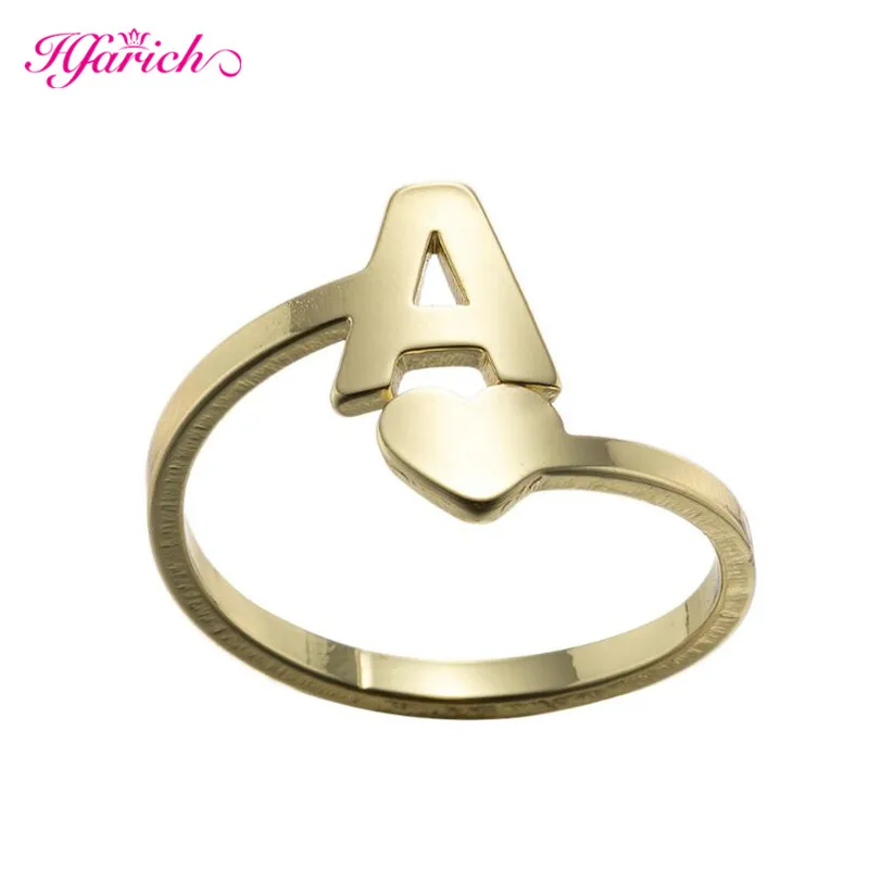 

Fashion Tiny Heart Initial Ring for Women Unisex Stainless Steel 26 A-Z Alphabet Letter Finger Rings bague femme acier Best Gift