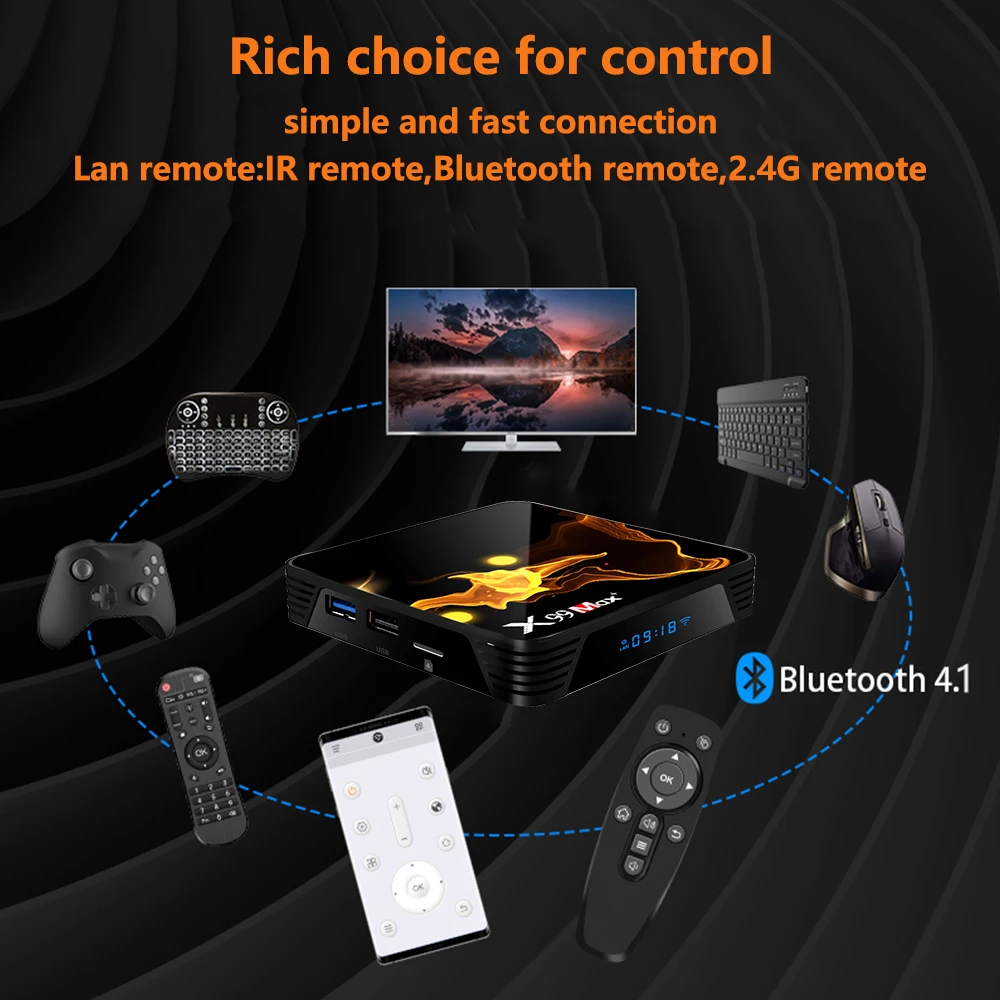 X99 Max + Smart TV BOX Android 9 0 Amlogic S905X3 Четырехъядерный 4 ГБ ОЗУ 32 Гб 64 Wifi 1000 м BT 8K видео