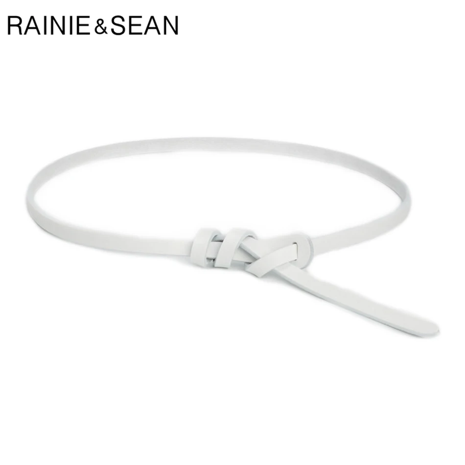 Тонкие белые ремни RAINIE SEAN женские с узлом для платья натуральная кожа