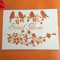 a4 29 21cm sweet home bird diy stencils wall painting scrapbook coloring embossing album decorative paper card template