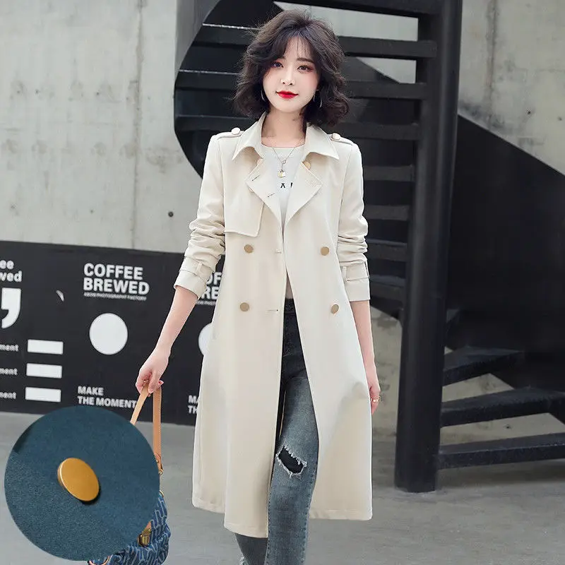 

2021 Spring Fashion Ins Wild Hepburn Style Long Coat New High-end Korean Style Windbreaker Women's Small Man