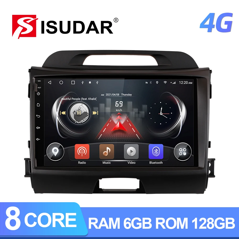 

ISUDAR T72 QLED Android 10 Auto Radio For KIA Sportage 2010 2011 2012 2013-2016 GPS Car Multimedia RAM 6GB 4G Net Camera no 2din
