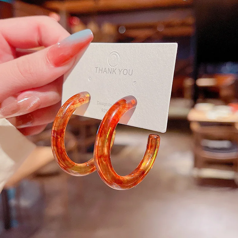 

S925 Silvers 2021 Design Circle Acrylic Drop Earrings Simple Classic Jewellery for Women Earrings Korean Fashion