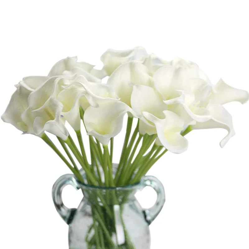 

Good Healthy 12 Pcs Handmade Flowers Calla Lily Bridal Wedding Bouquet for Home Garden Party Decoration