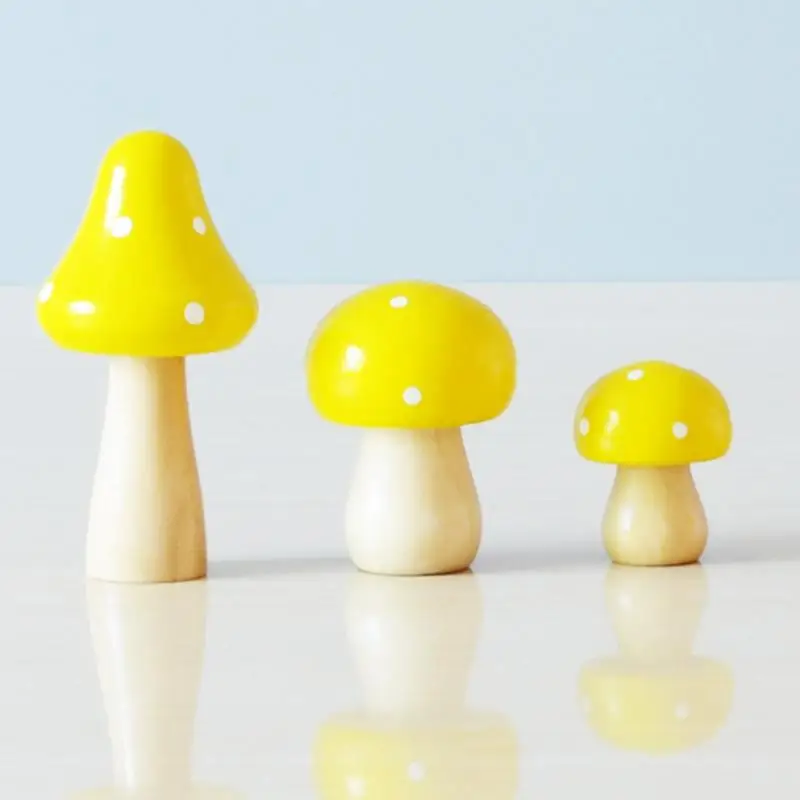 3 шт./компл. милые твердой древесины грибной орнамент мини колонка в форме гриба