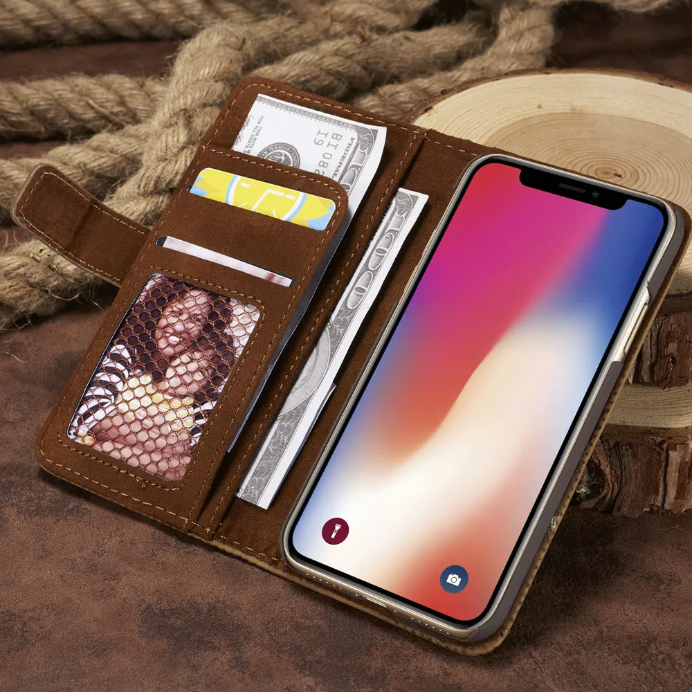 Для iPhone X Case сетки кожаный чехол кошелек для 6 6s 7 8 Plus XR XS Max Винтаж магнитные