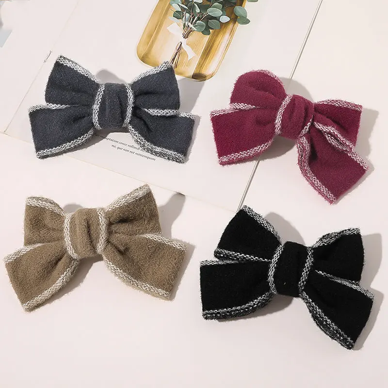 

Velvet Bow hair clip hair accessories girl Hairpins hair clip spring top clip hairpins Barrettes Knitted Plush Bowknot Hairgrips