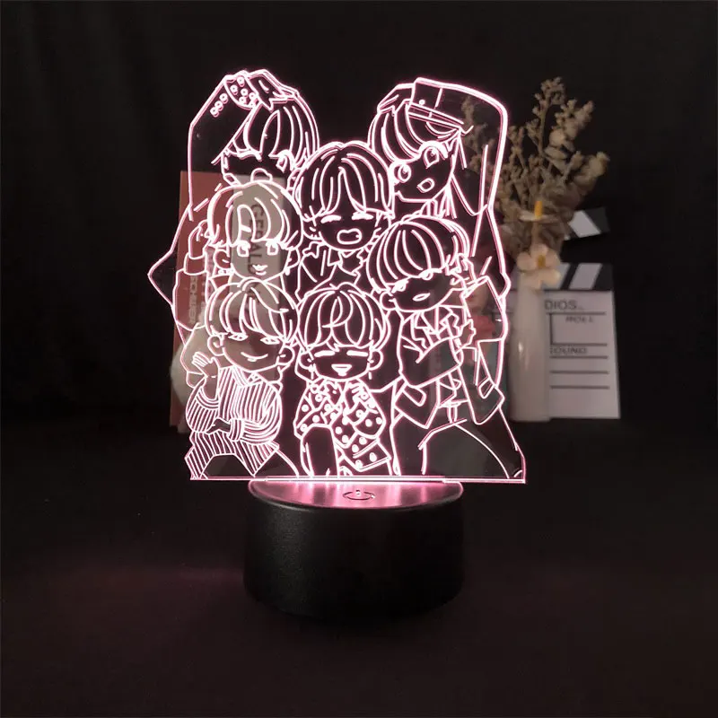 

3D Night Light Alarm Clock Base Lamp Colorful Touch Sensor Action Figure Pop Idol Group Battery Operated Delivery Birthday Room