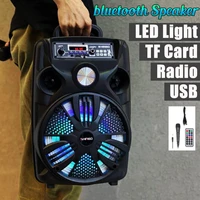 8 inch led portable bluetooth speaker box wireless speaker home theater karaoke sound box with wired microphone outdoorindoor