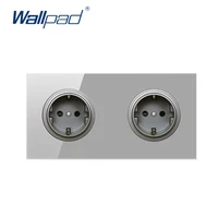 wallpad double eu german wall power socket outlet crystal glass panel 16a grounded with child protective lock