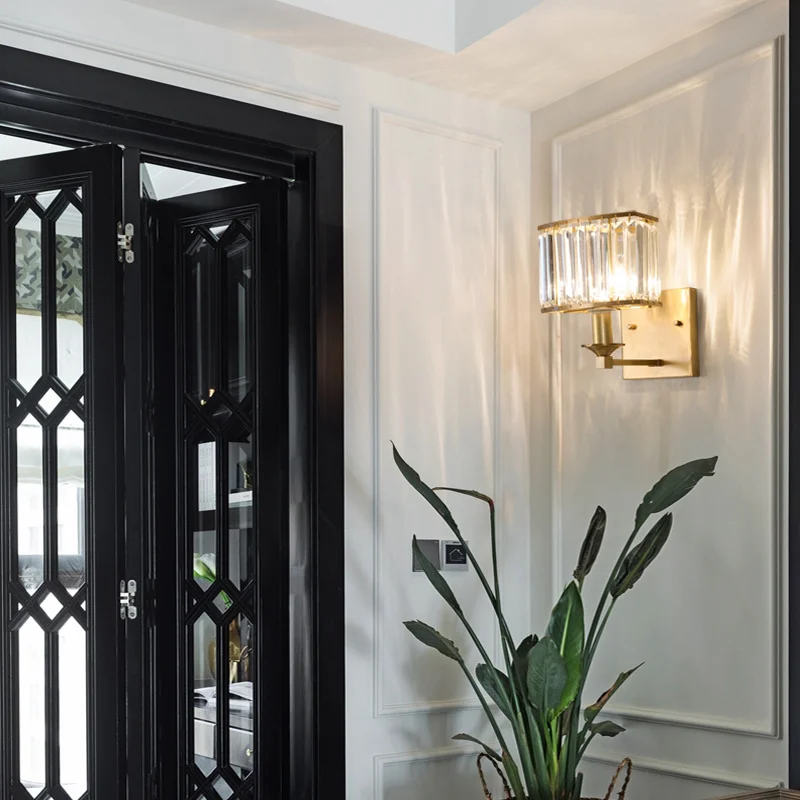 FKL Современная медная настенная лампа для гостиной спальни прикроватная ТВ