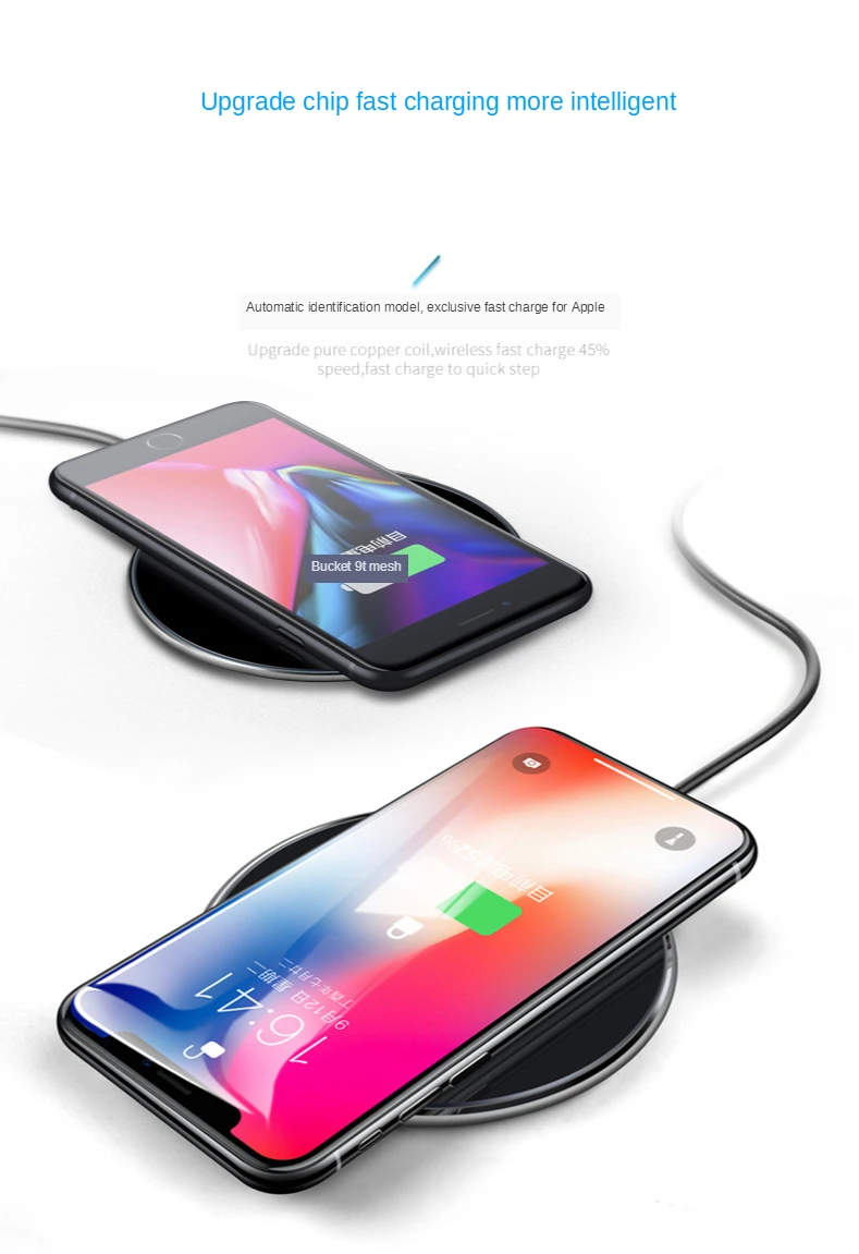 

10W Round Wireless Charger for Apple Samsung Wireless Charger Wireless Fast Charging Is Suitable for A Variety of Mobile Phones
