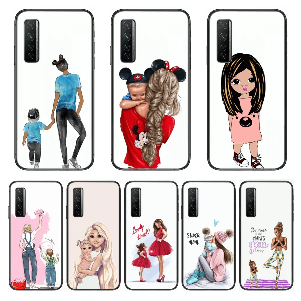

mom baby Phone Case For Huawei Nova p10 lite 7 6 5 4 3 Pro i p Smart ZBlack Etui 3D Coque Painting Hoesje