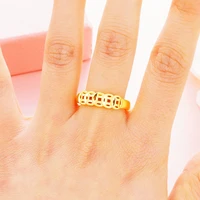 24k gold color alloy ingot coin pattern rings for women trendy jewelry women party finger knuckle ring friends gifts accessories