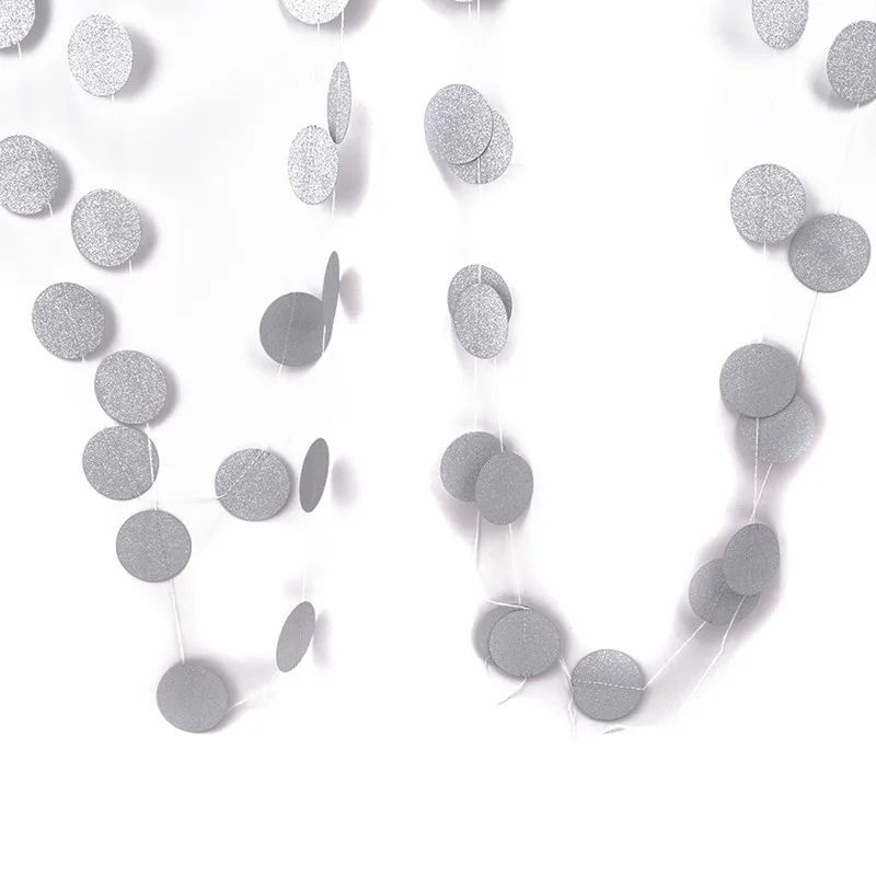 silver Золотые, розовые, многоцветные блестящие кольца, бумажные гирлянды, гирлянды для растений, свадьбы, дня рождения, Детские вечерние украшения - Цвет: silver