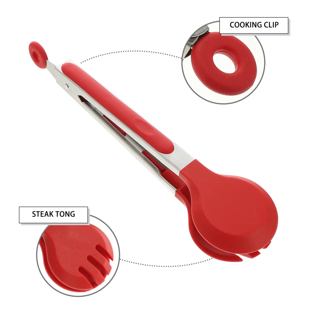 

2pcs BBQ Food Tongs Kitchen Tongs Silicone Food Clamps Pasta Steak Clamps