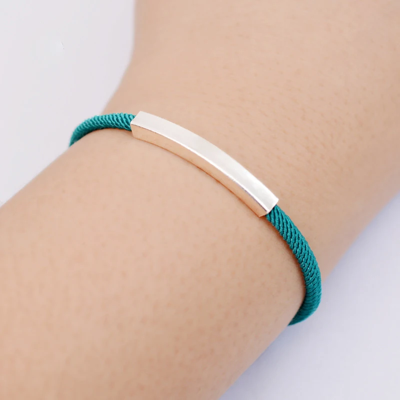 Мужской/женский плетеный браслет ручной работы серебро 925 пробы 6 цветов на