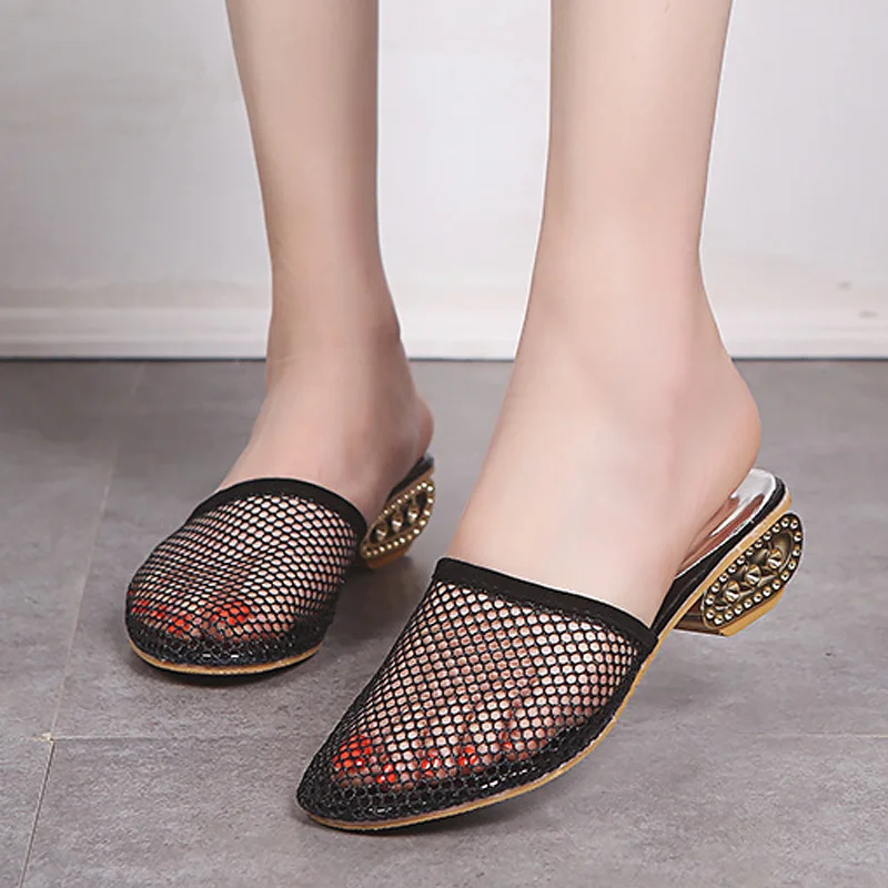 Мюли женские в Корейском стиле дизайнерские сандалии с закрытым носком